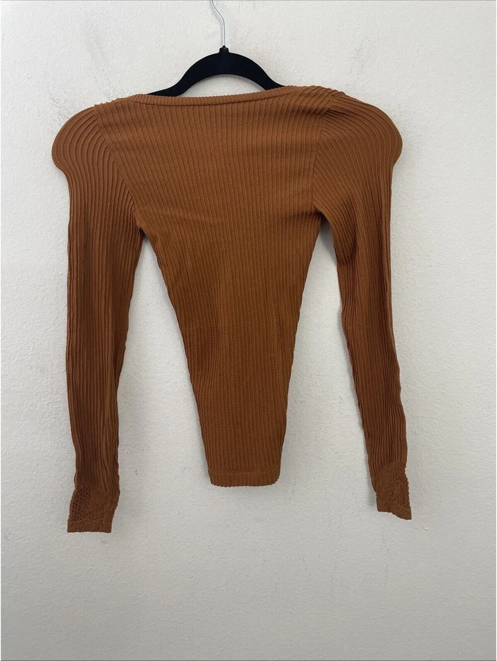 Free People Intimately   Dynamic Duo Long Sleeve brown top  size XS/S New